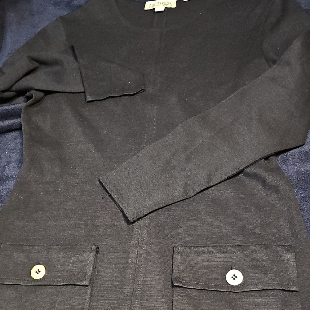 Ann Taylor Bellfield Black Dress with Gold Utility Design Buttons